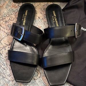 Saint Laurent Black Leather Sandals Sz 8.5